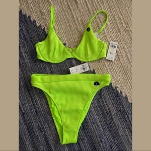 NWT Hollister Neon Green Bikini Set